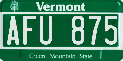 VT license plate AFU875