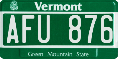 VT license plate AFU876