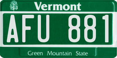 VT license plate AFU881