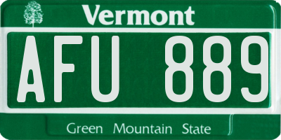 VT license plate AFU889