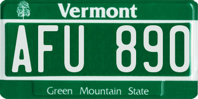 VT license plate AFU890