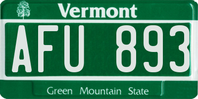 VT license plate AFU893