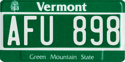 VT license plate AFU898