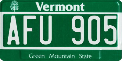 VT license plate AFU905