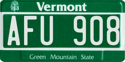VT license plate AFU908