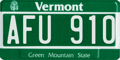 VT license plate AFU910