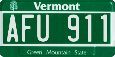 VT license plate AFU911