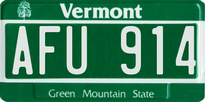 VT license plate AFU914