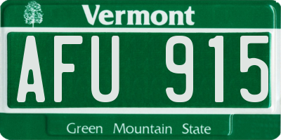 VT license plate AFU915