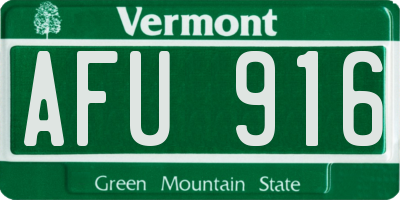 VT license plate AFU916