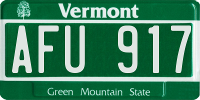 VT license plate AFU917