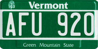 VT license plate AFU920