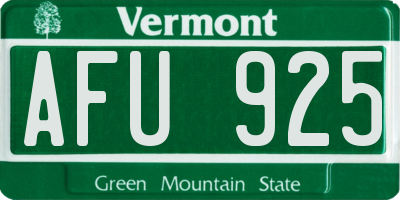 VT license plate AFU925
