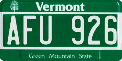 VT license plate AFU926