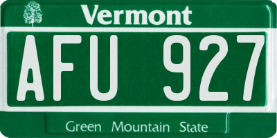 VT license plate AFU927