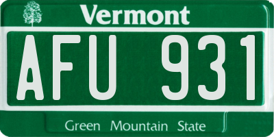 VT license plate AFU931
