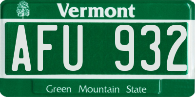 VT license plate AFU932