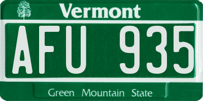 VT license plate AFU935