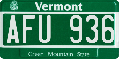 VT license plate AFU936