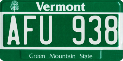 VT license plate AFU938