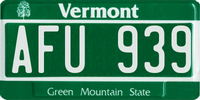 VT license plate AFU939