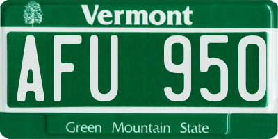 VT license plate AFU950