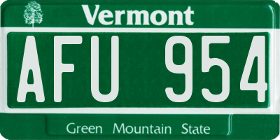 VT license plate AFU954