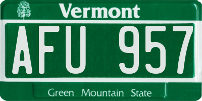 VT license plate AFU957