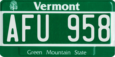 VT license plate AFU958