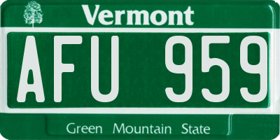 VT license plate AFU959