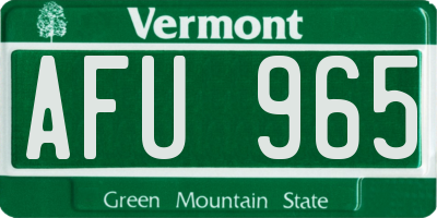 VT license plate AFU965