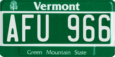 VT license plate AFU966