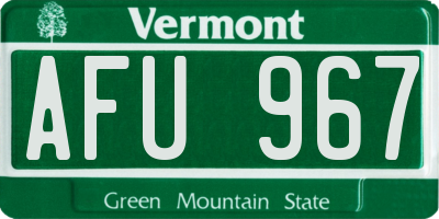 VT license plate AFU967