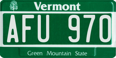VT license plate AFU970