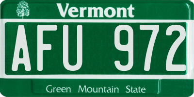 VT license plate AFU972