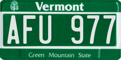 VT license plate AFU977
