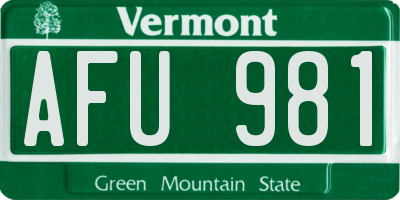 VT license plate AFU981