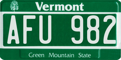 VT license plate AFU982