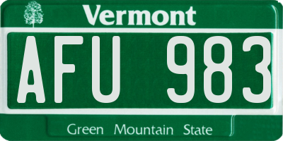 VT license plate AFU983