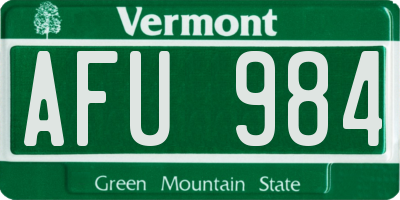 VT license plate AFU984