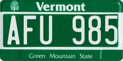 VT license plate AFU985