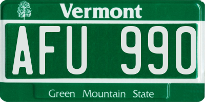 VT license plate AFU990