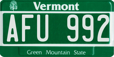 VT license plate AFU992