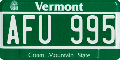 VT license plate AFU995