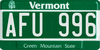 VT license plate AFU996