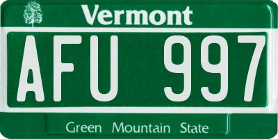 VT license plate AFU997