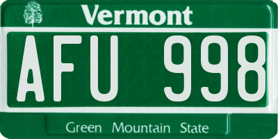 VT license plate AFU998