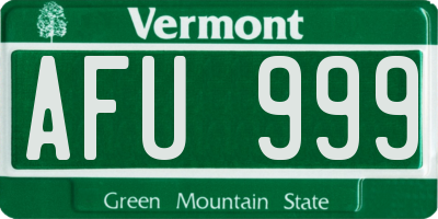 VT license plate AFU999