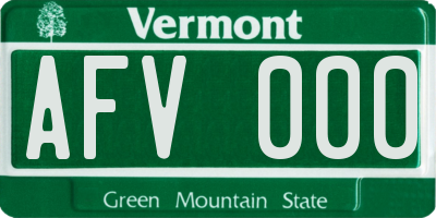VT license plate AFV000