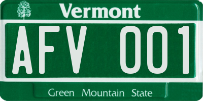 VT license plate AFV001